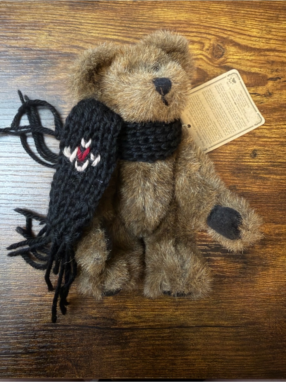 Vintage 1998 Boyds Bears Archive Collection 8” Brown Teddy Black Scarf With Tag